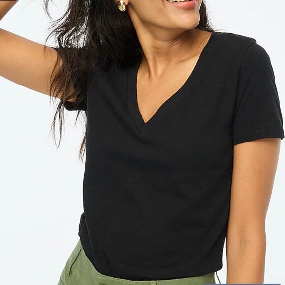 J. Crew Factory H 5967 Vintage slub cotton V-neck tee Black NWT size Med. - Picture 1 of 12